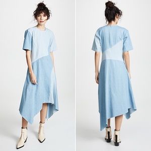Colovos Seamed Asymmetric Chambray denim Dress